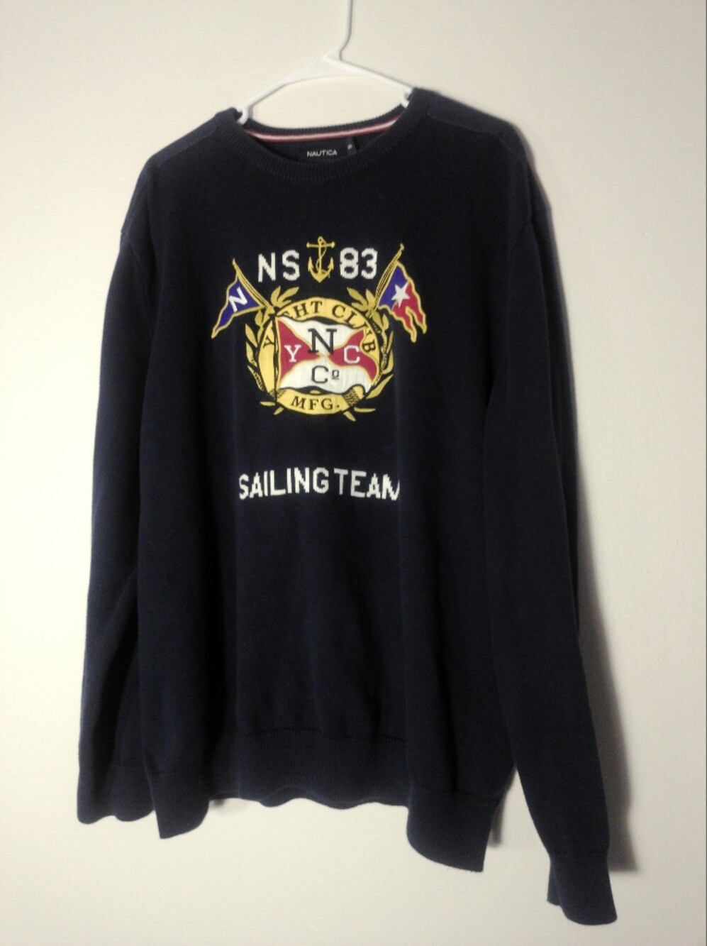Nautica Navy Sailing Team Yacht Club Graphic Crewneck Sweater